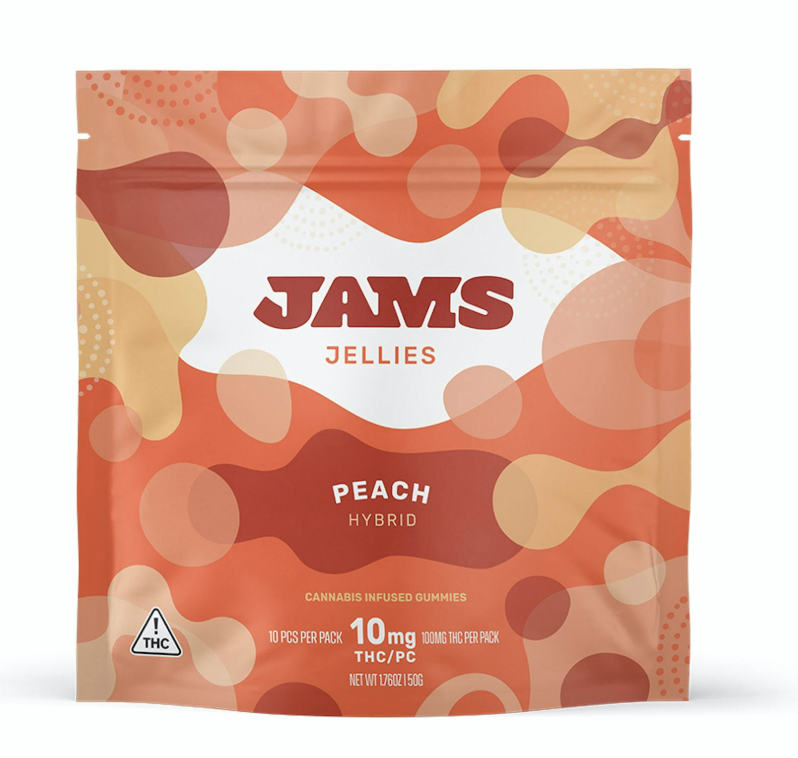 Photograph of product: Peach Jellies  - 10pk / 100mg - Gummies