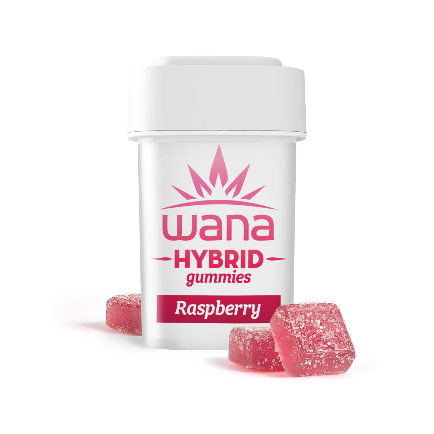 Photograph of product: WANA Gummies 100mg: Sour Raspberry Hybrid 10pc