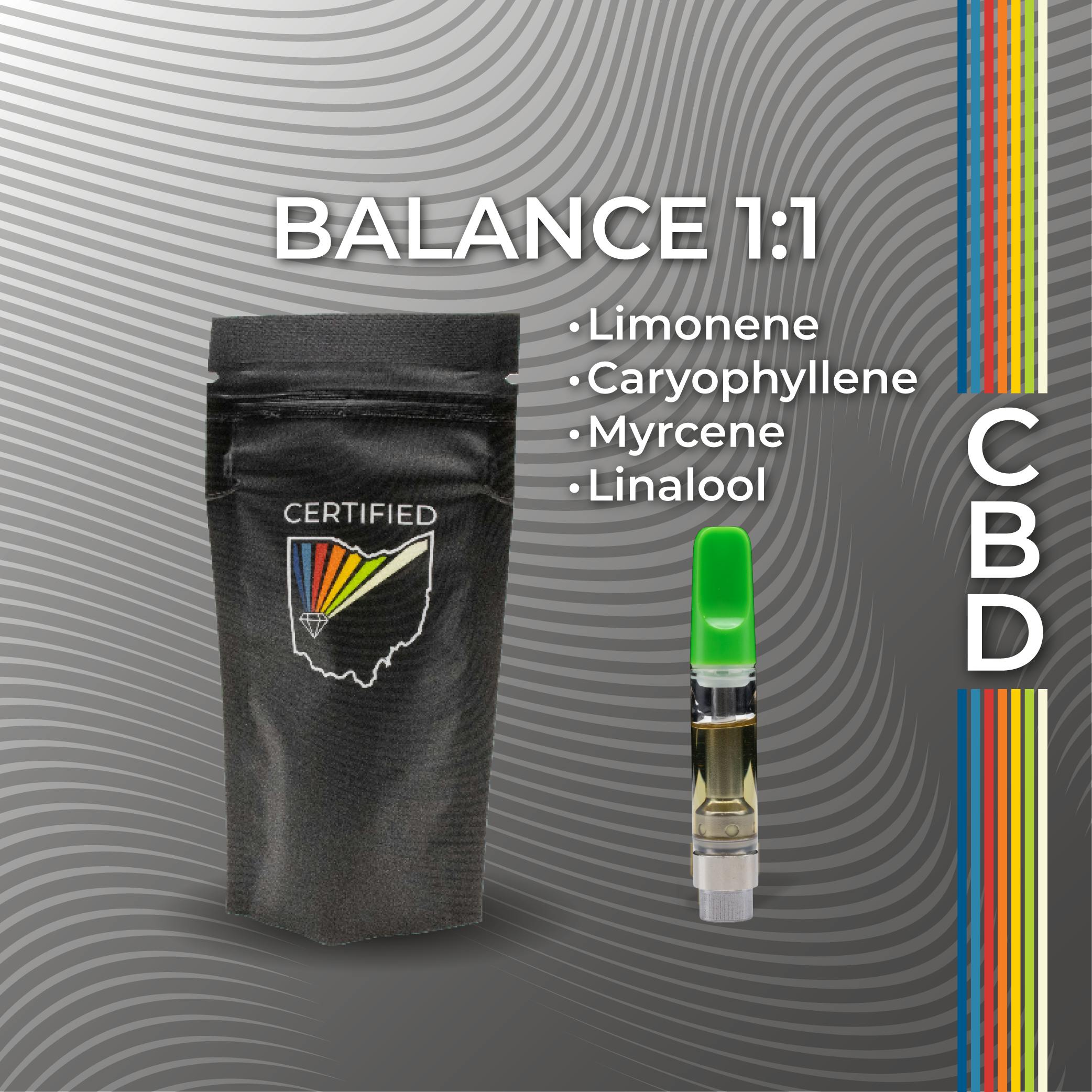 Photograph of product: Balance 1:1 TH-oui:CBD Cartridge