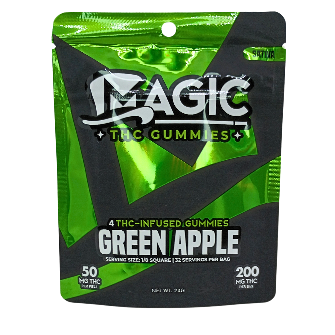 Photograph of product: MAGIC CHEWS GREEN APPLE 200MG GUMMIES REC