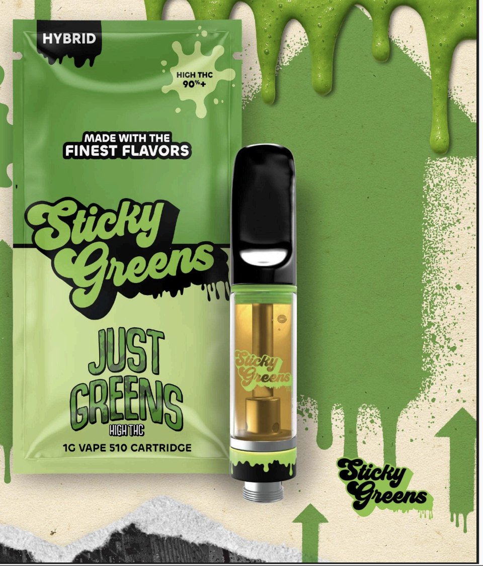 Photograph of product: STICKY GREENS JUST GREENS LIQUID DIAMONDS CARTRIDGE 1G