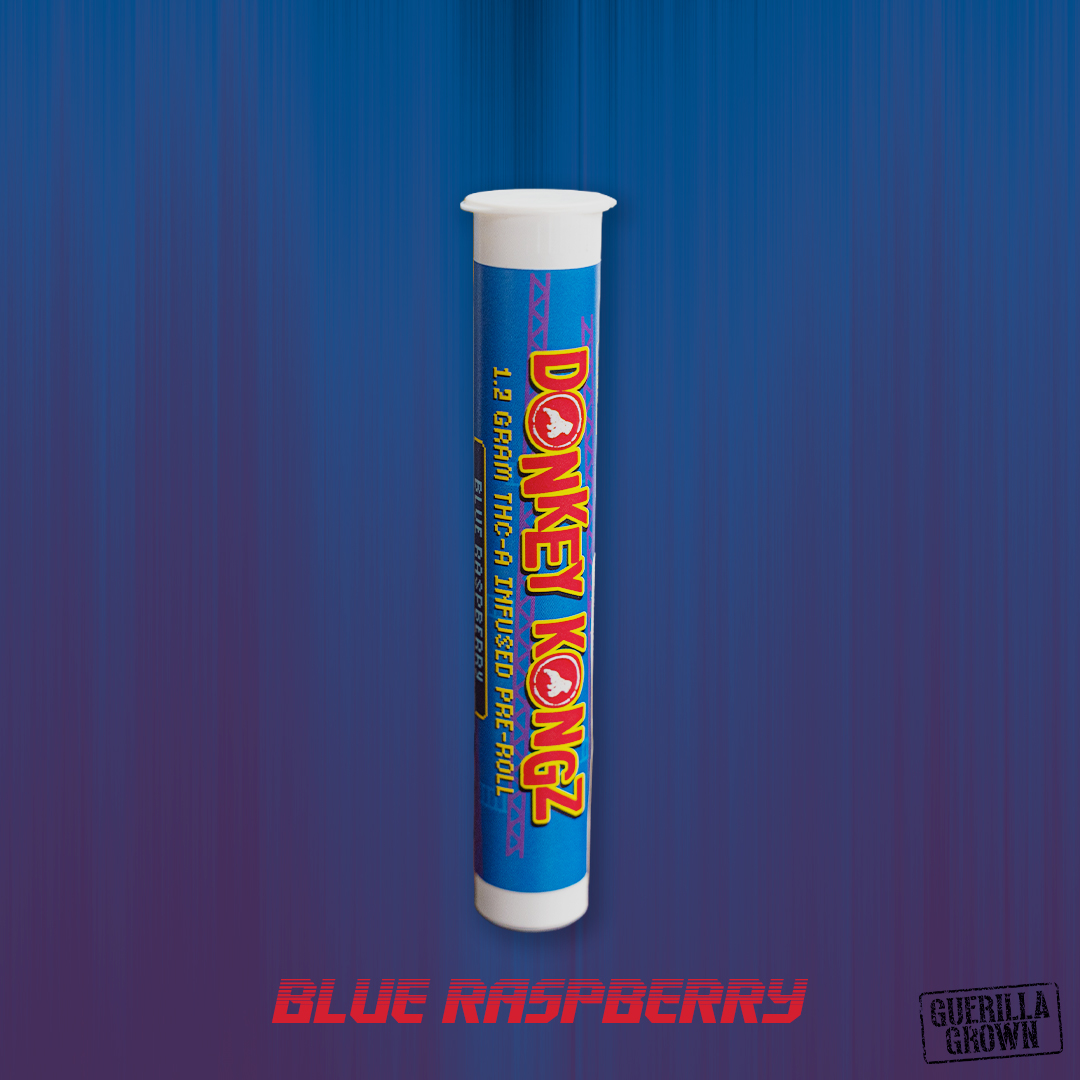 Photograph of product: Donkey Kongz | Blue Raspberry | 1.2G TH-ouiA Infused Pre-Roll