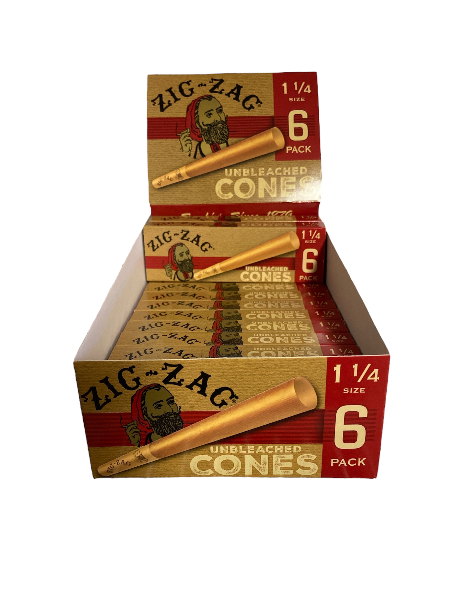 Photograph of product: Zig Zag 6 PK Cones (1 1/4 Unbleached)