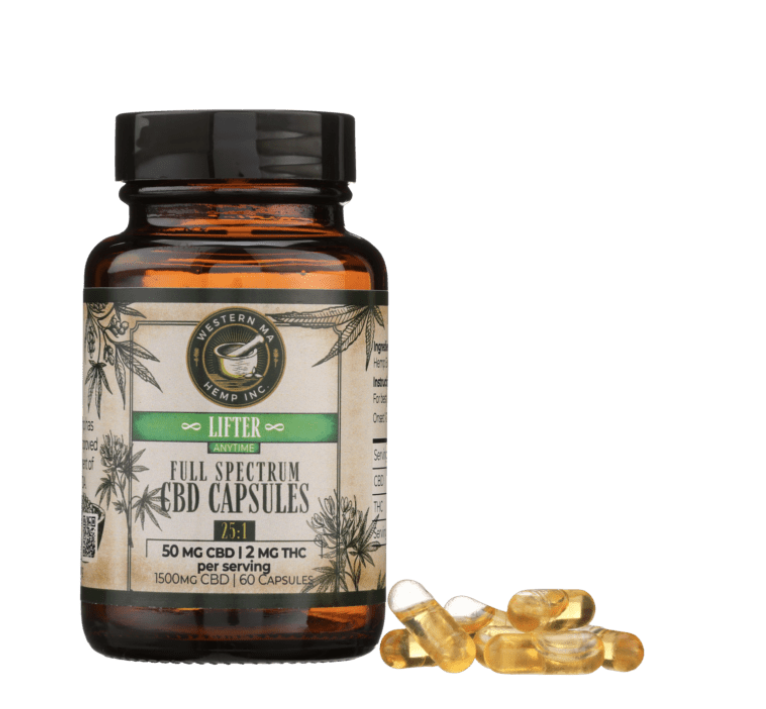 Photograph of product: Western MA Hemp | 25:1 Lifter | CBD Capsules | 60 units