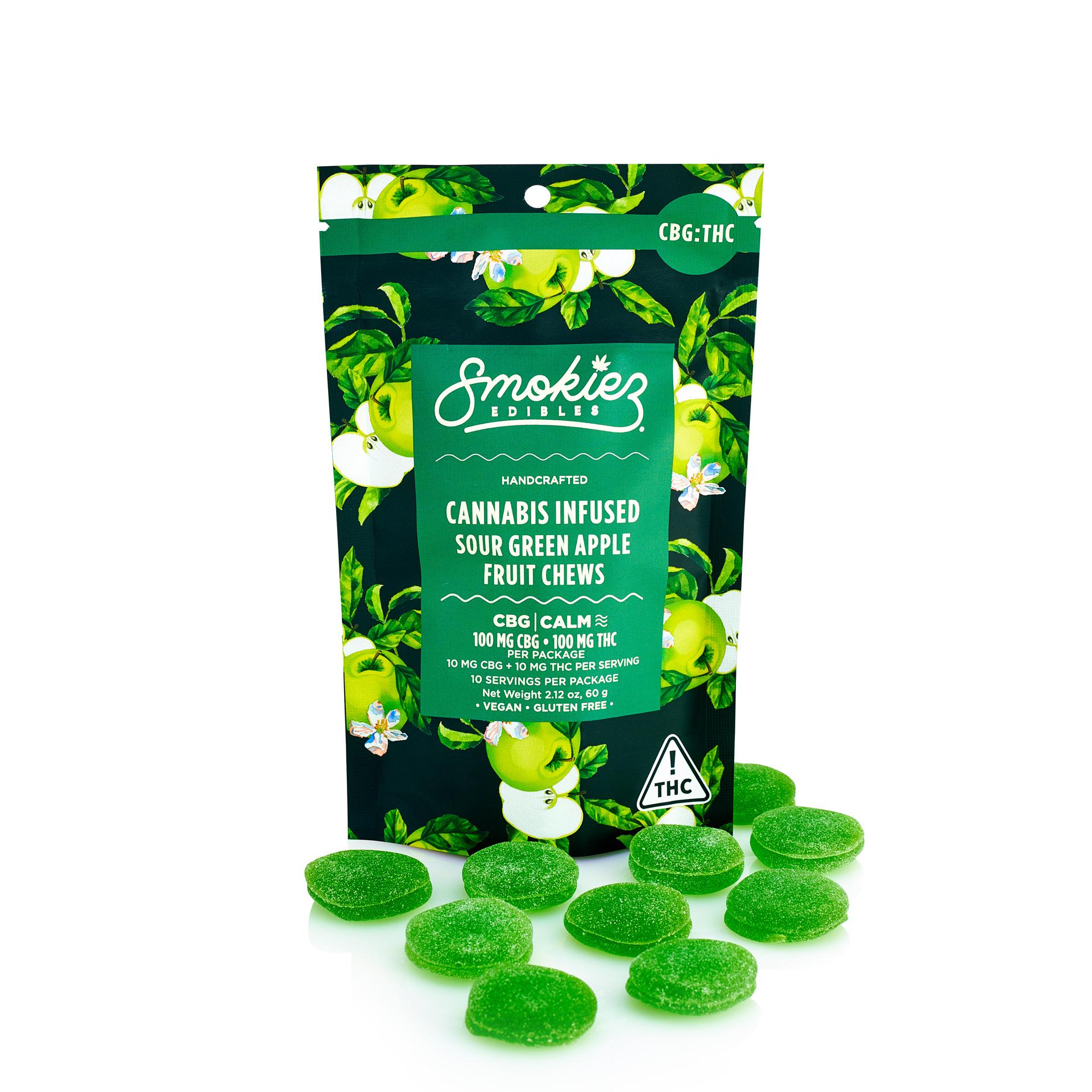 Photograph of product: Smokiez | Sour Green Apple 1:1 TH-oui:CBG | 100mg