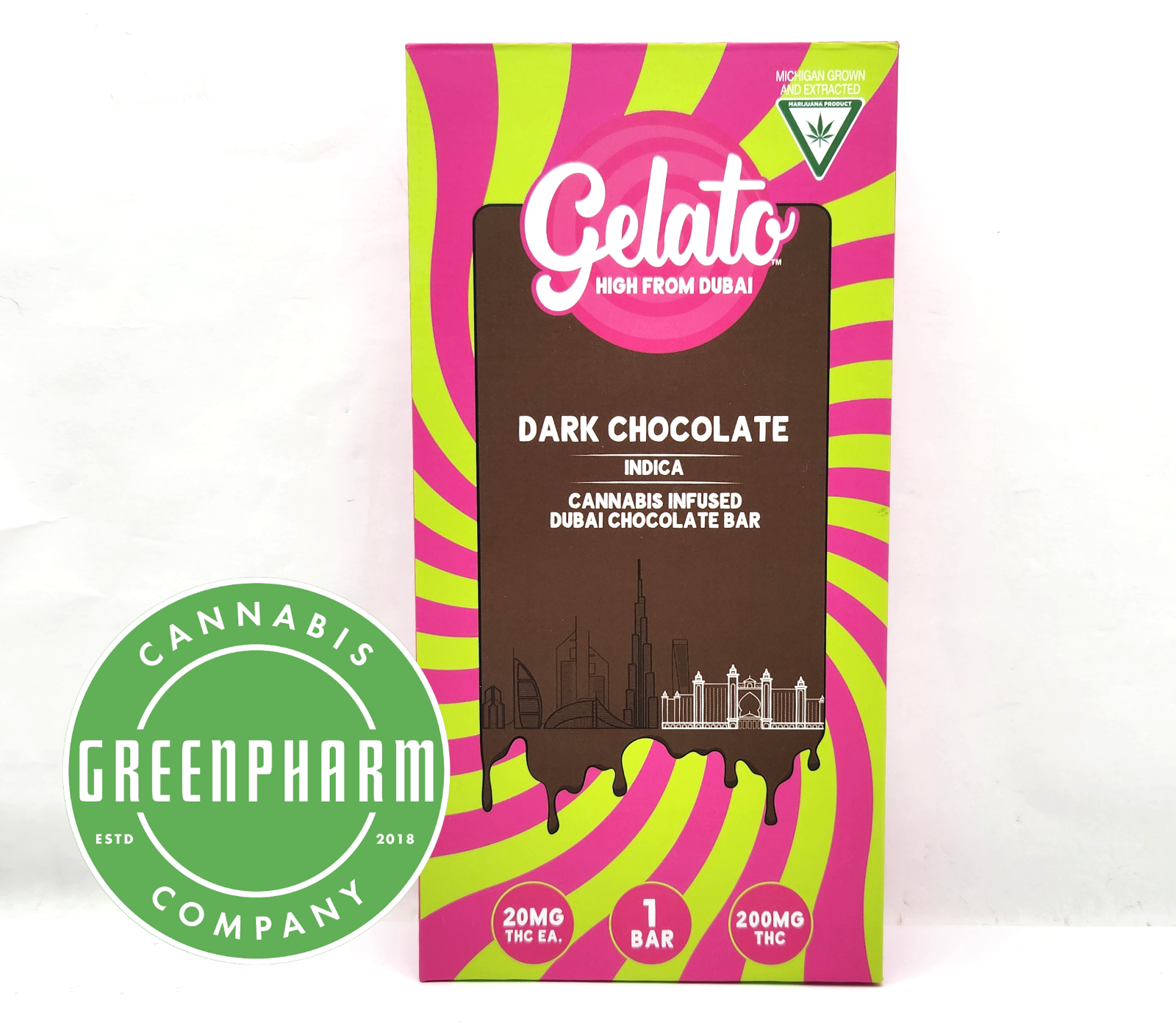 Photograph of product: Edible | Gelato | Dubai Dark Chocolate Bar | 200mg