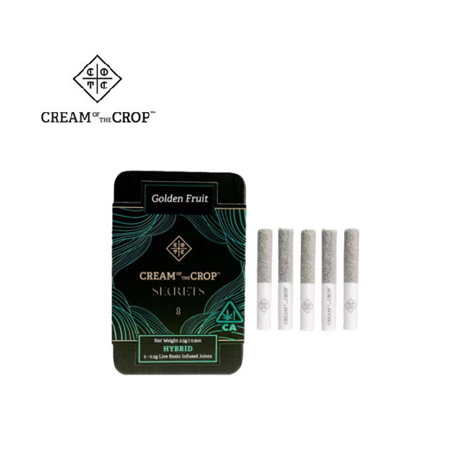 Photograph of product: GOLDEN FRUIT 2.5G LIVE RESIN INFUSED 5 PACK PREROLLS