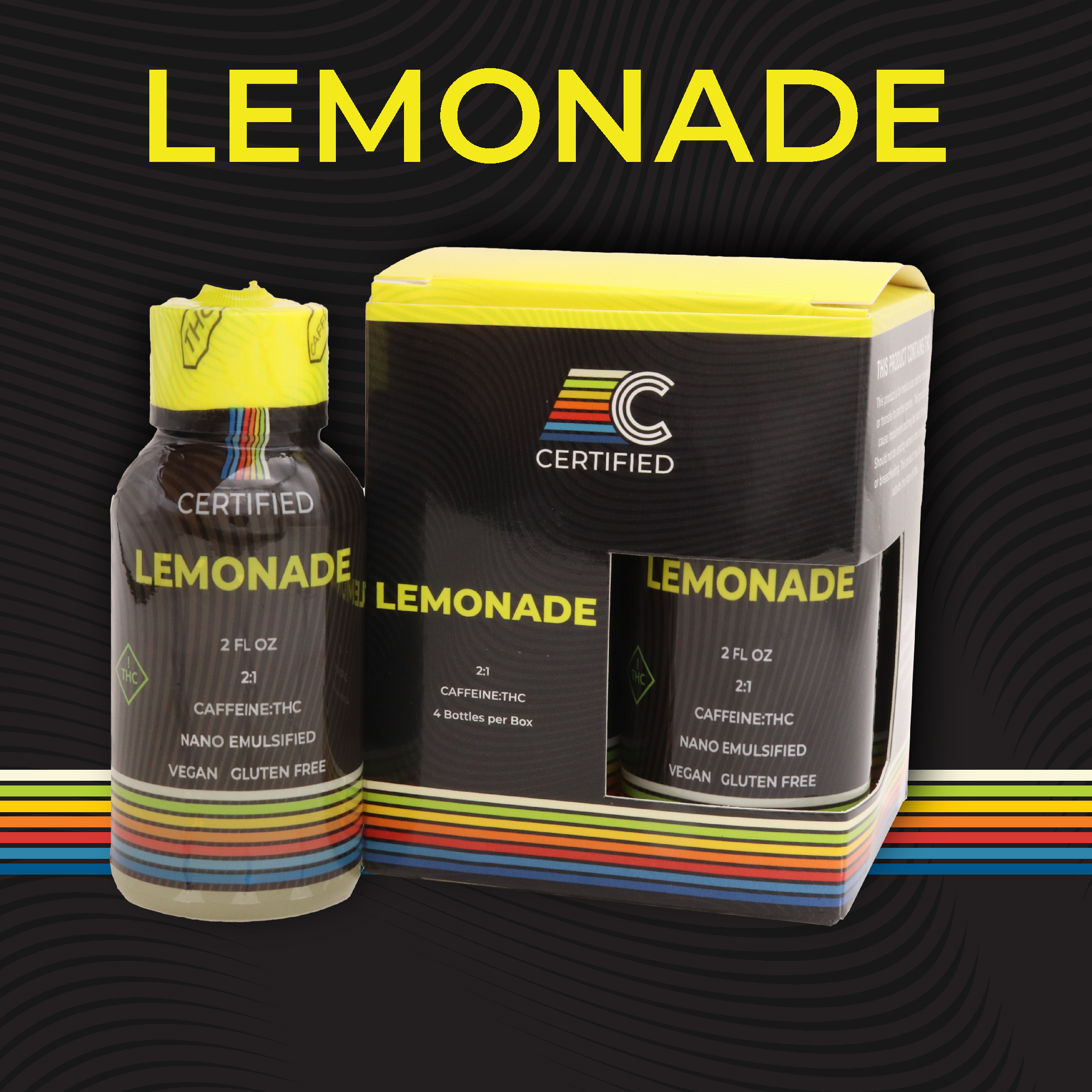 Photograph of product: Certified Cultivators | Lemonade 2:1 Caffeine:TH-oui Drink 4pk | 100mg