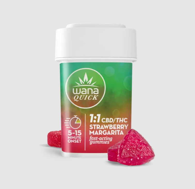 Photograph of product: Wana Quick 1:1 CBD/THC Strawberry Margarita Fast-Acting Gummies 00141