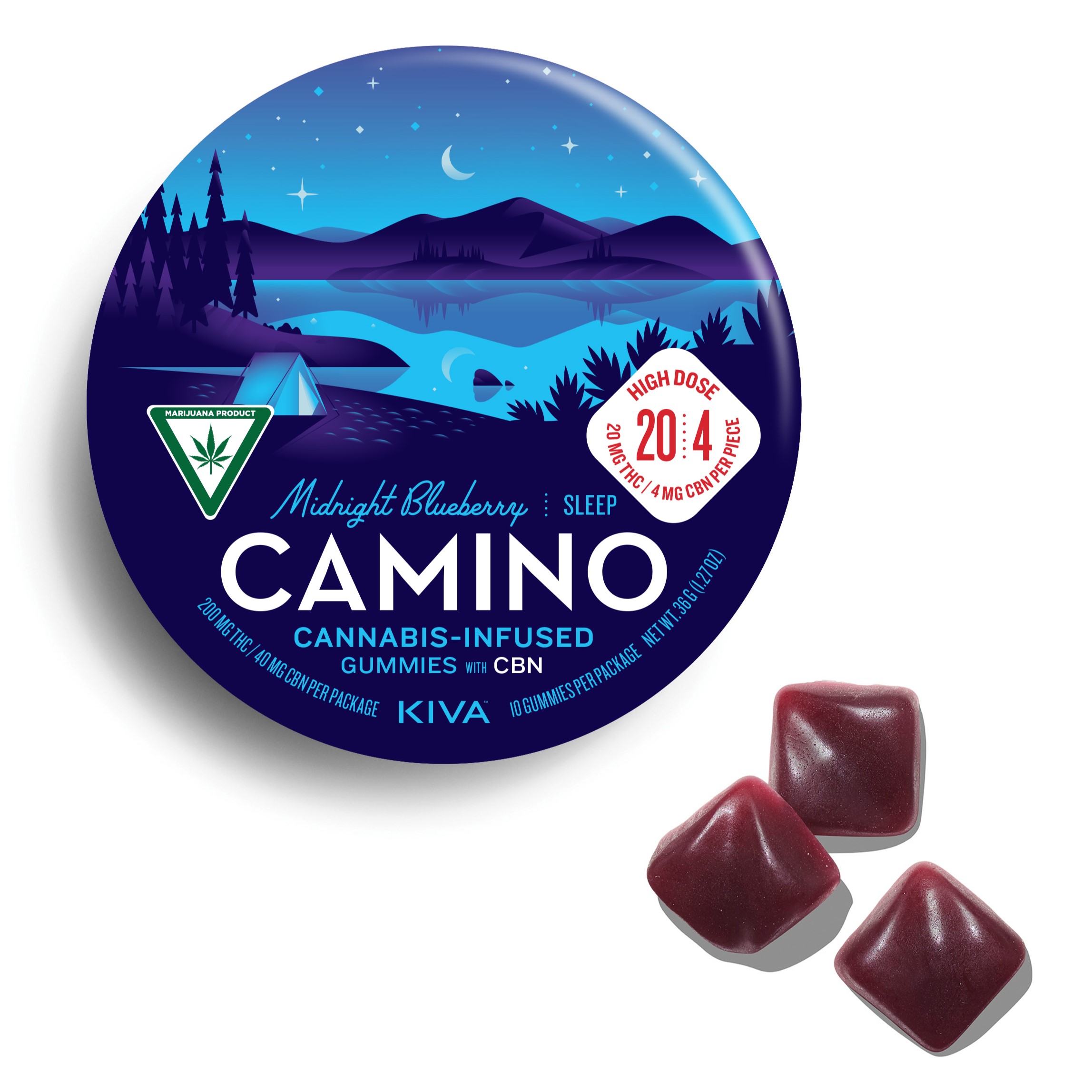 Photograph of product: Camino Midnight Blueberry Gummies | 200mg