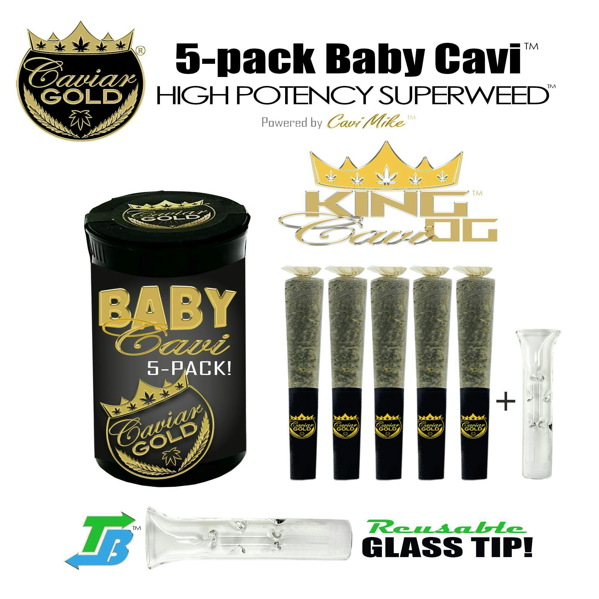 Photograph of product: King Cavi OG - Baby Cavi | 0.5g Infused Pre-rolls [5 Pack]
