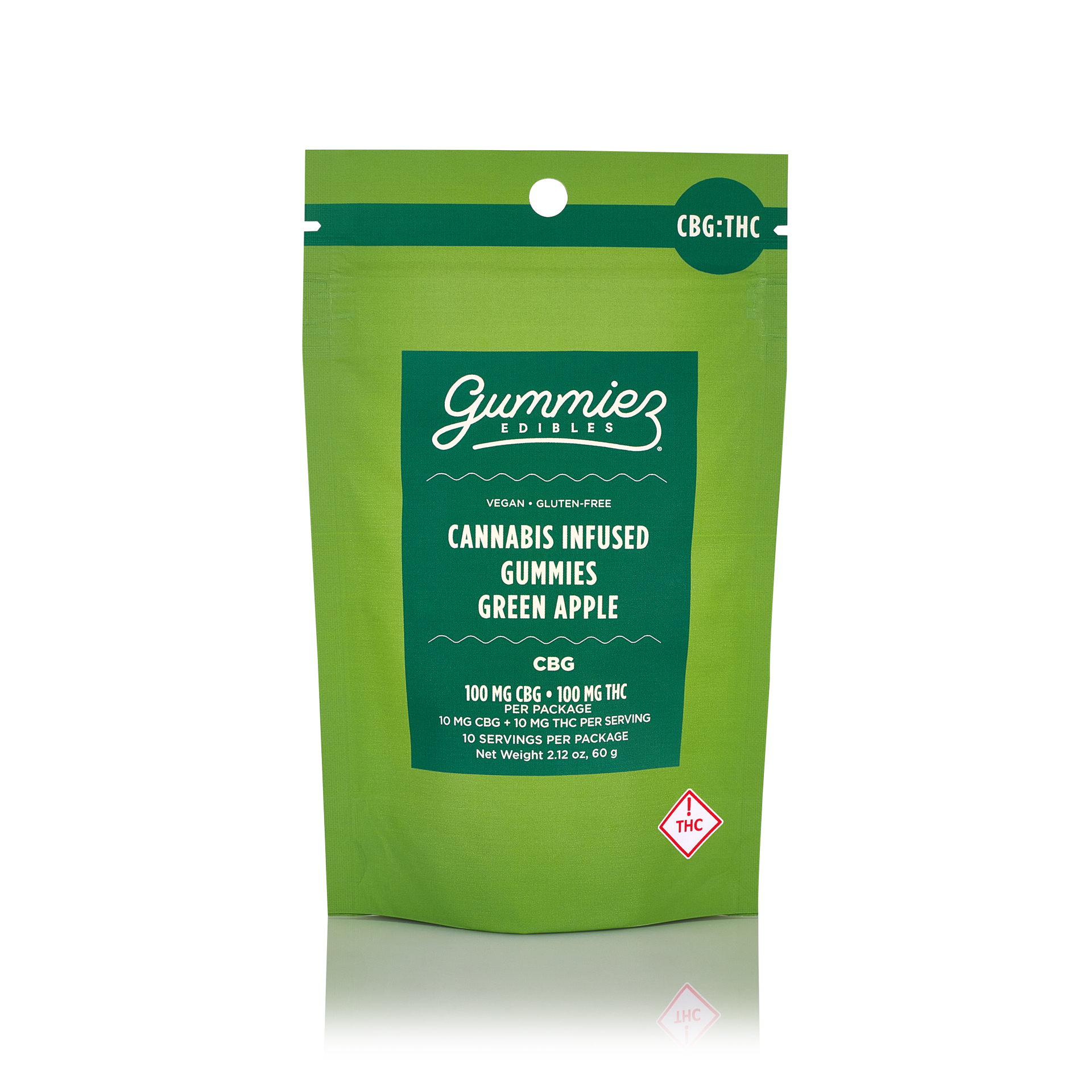 Photograph of product: Sweet Green Apple Gummies | 1:1 TH-oui:CBG | 100mg 10pk