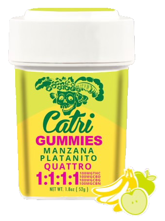 Photograph of product: Catri - Gummies 1:1:1:1 - Apple Banana (H) (100mg TH-oui/CBD/CBG/CBN)