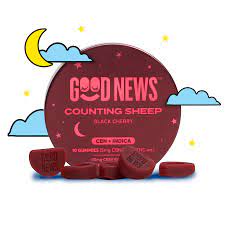 Photograph of product: Good News 100mg 2:1 TH-oui:CBN Gummies - Fast Asleep Sour Blueberry 10 x 10mg