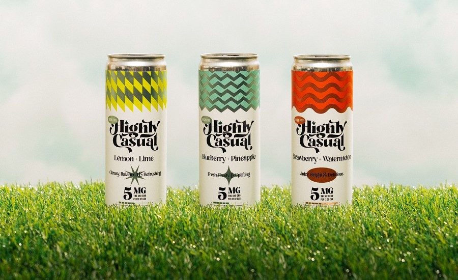 Photograph of Product: (REC) Highly Casual 20mg 4pk (5mg per can) - Strawberry & Watermelon Seltzer (1:1)