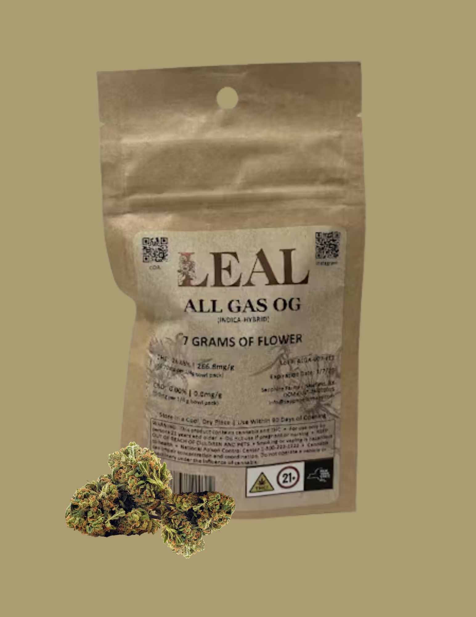 Photograph of product: Leal I 7g Flower I All Gas OG