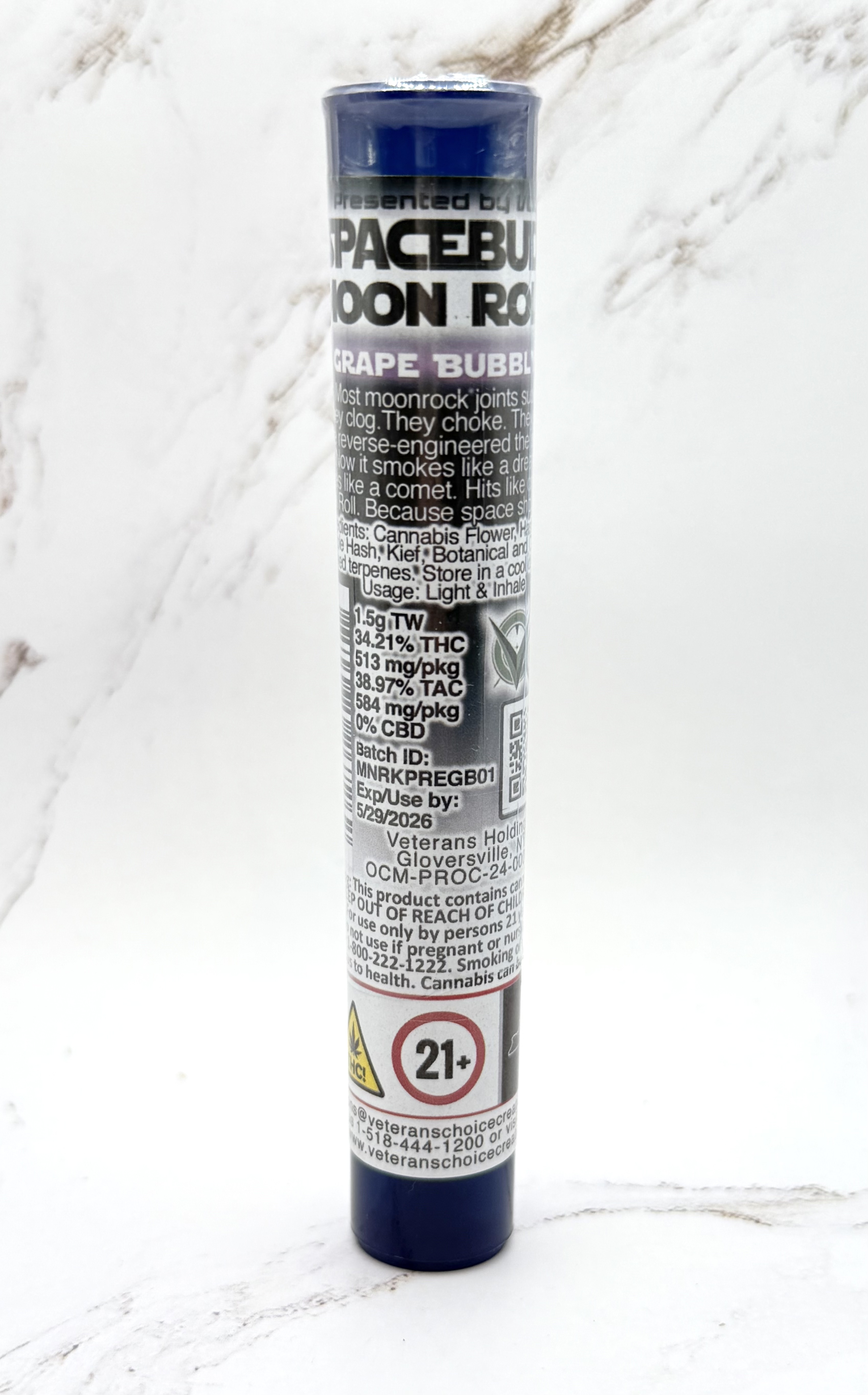 Photograph of product: Space Buds Moon Roll - Grape Bubbly - Moon Rock Pre Roll