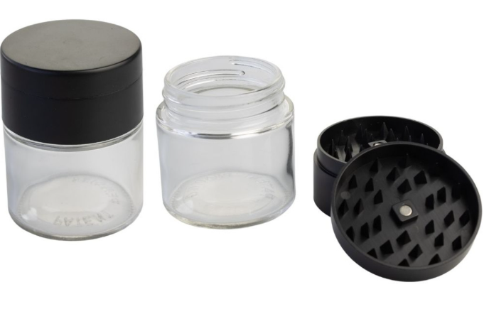 Photograph of product: Glass Jar + Acrylic Grinder Lid