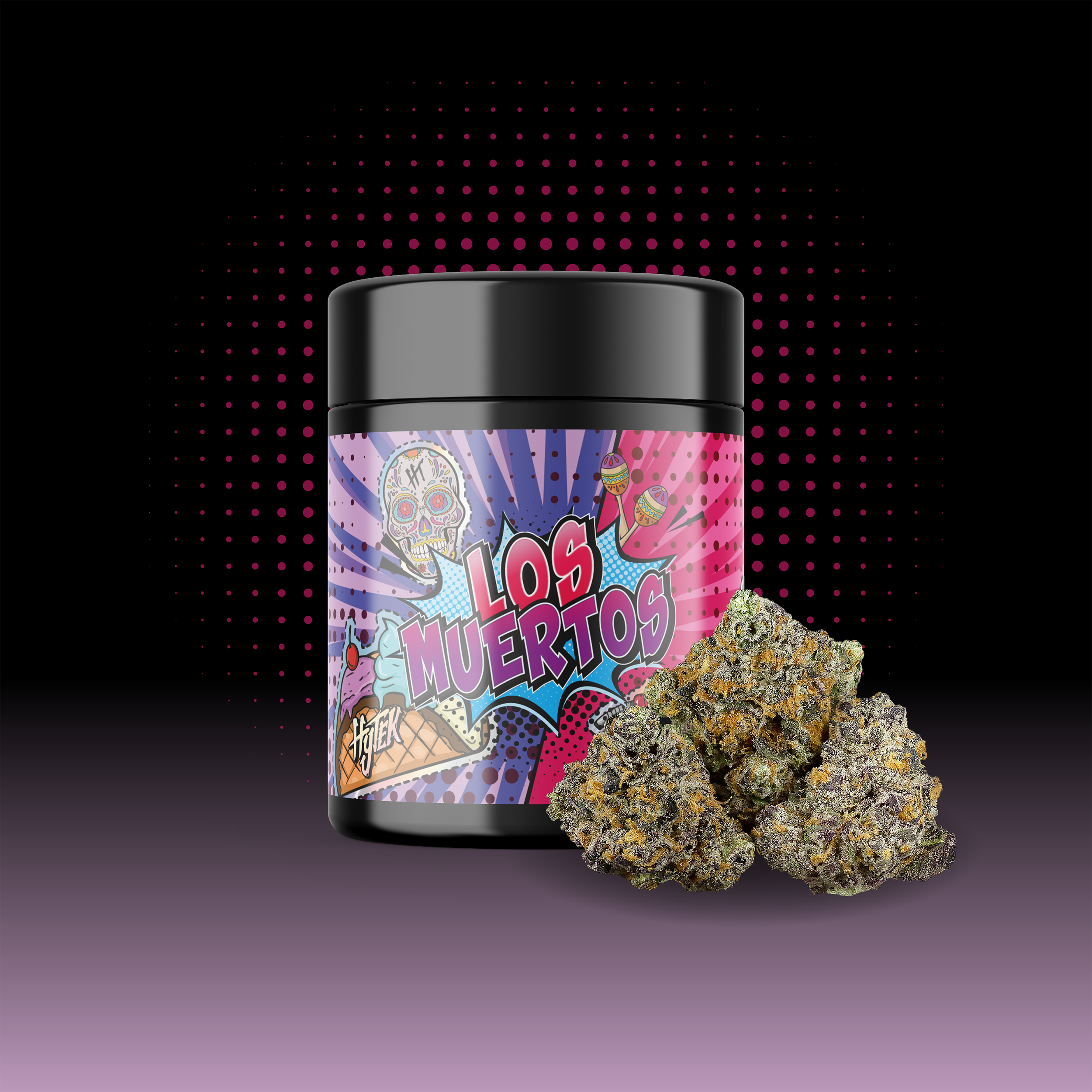Photograph of product: HYTEK | LOS MUERTOS | PREPACKED 1/2 OZ JAR | 14g