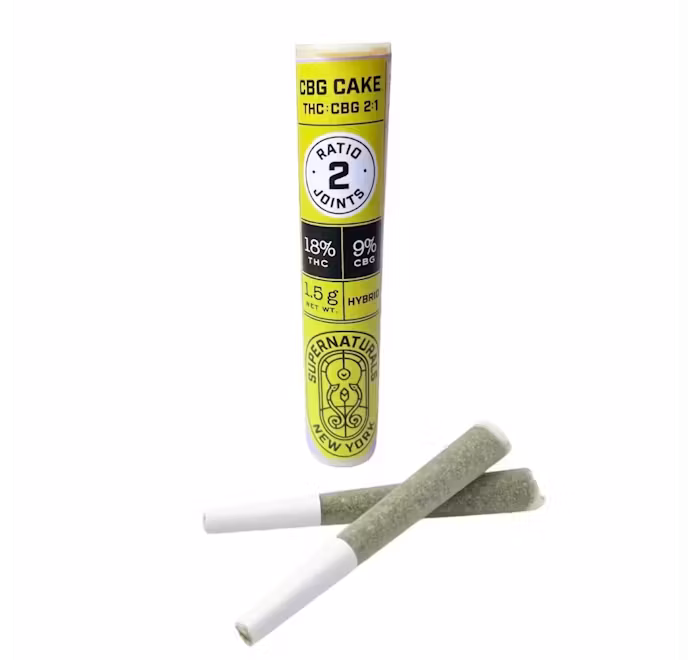 Photograph of product: Supernaturals | CBG Cake | Pre-Roll 2pk | Hybrid