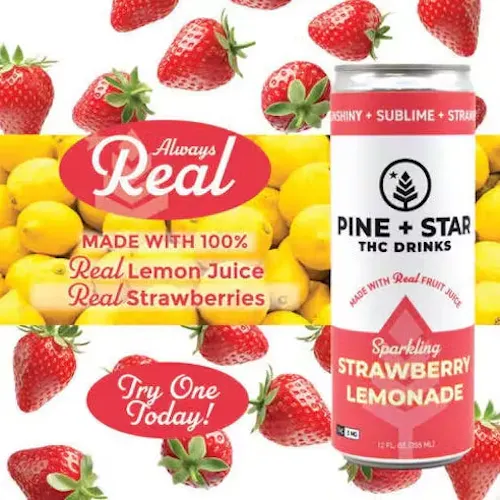 Photograph of product: Infused Beverage | Pine+Star | Strawberry Lemonade | 12oz can