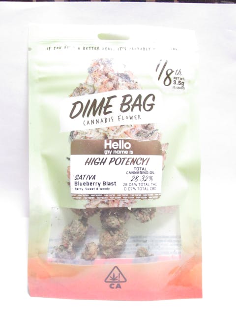 Photograph of product: Dime Bag 1/8 Blueberry Blast - Blueberry Blast