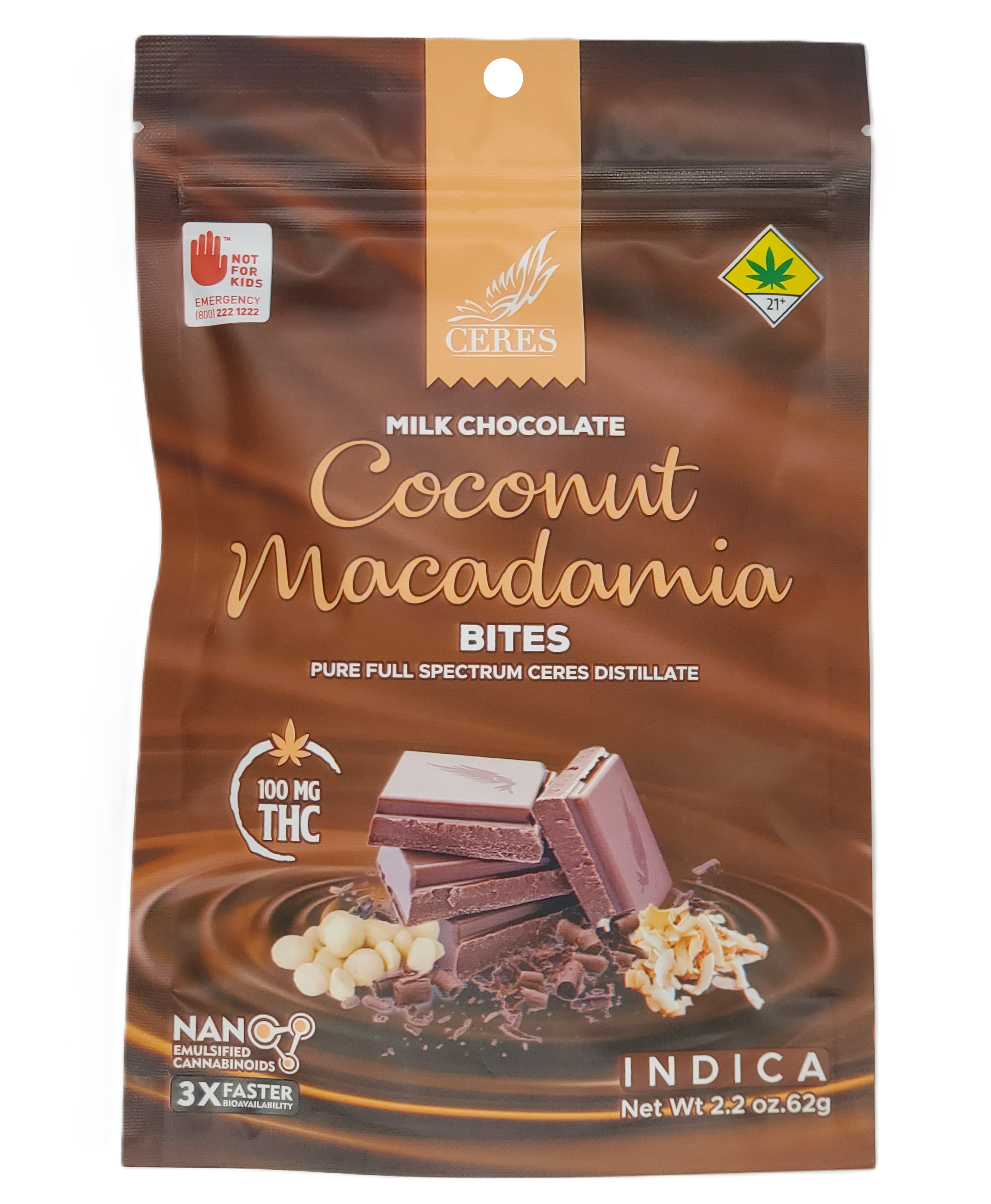 Photograph of product: Ceres Chocobites Oui'd Cocomac Nut 10pk 100mg