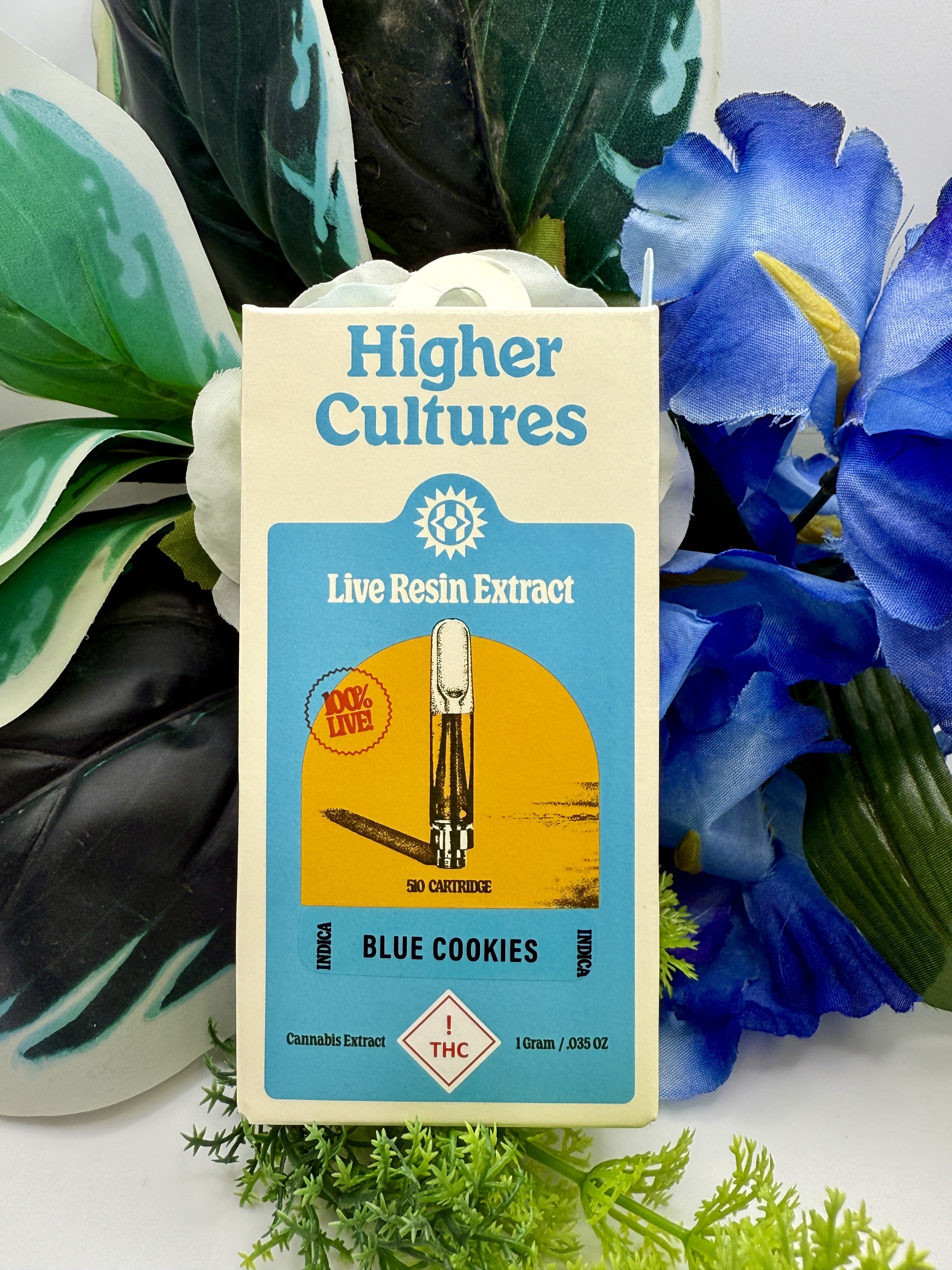 Photograph of product: Higher Cultures - Blue Cookies - 1g Live Resin Cartridge