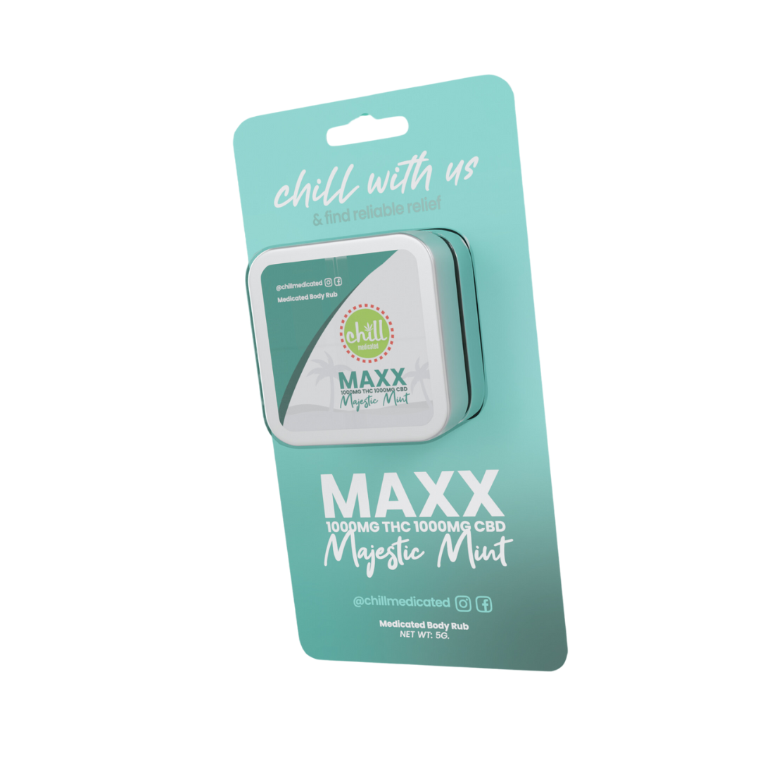 Photograph of product: Chill Medicated | Maxx Majestic Mint Body Rub | 1:1 TH-oui:CBD | 60mg