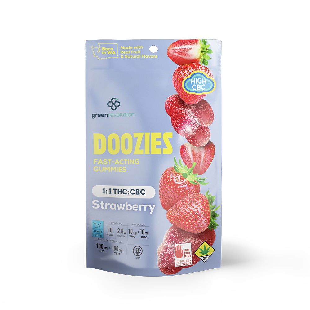 Photograph of product: 100mg 2:1 CBG+Caffeine Green Apple Doozies