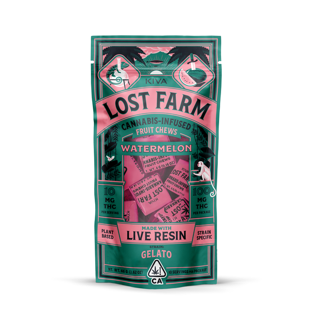 Photograph of product: WATERMELON LIVE RESIN CHEWS 10 PACK 100MG