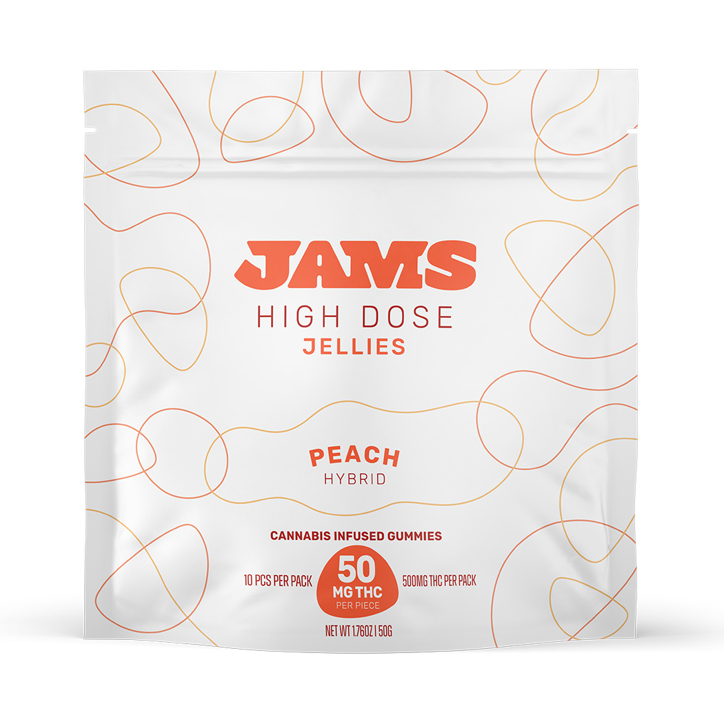 Photograph of Product: High Dose Peach Gummies 500mg (10-Pack | 50mg Each)