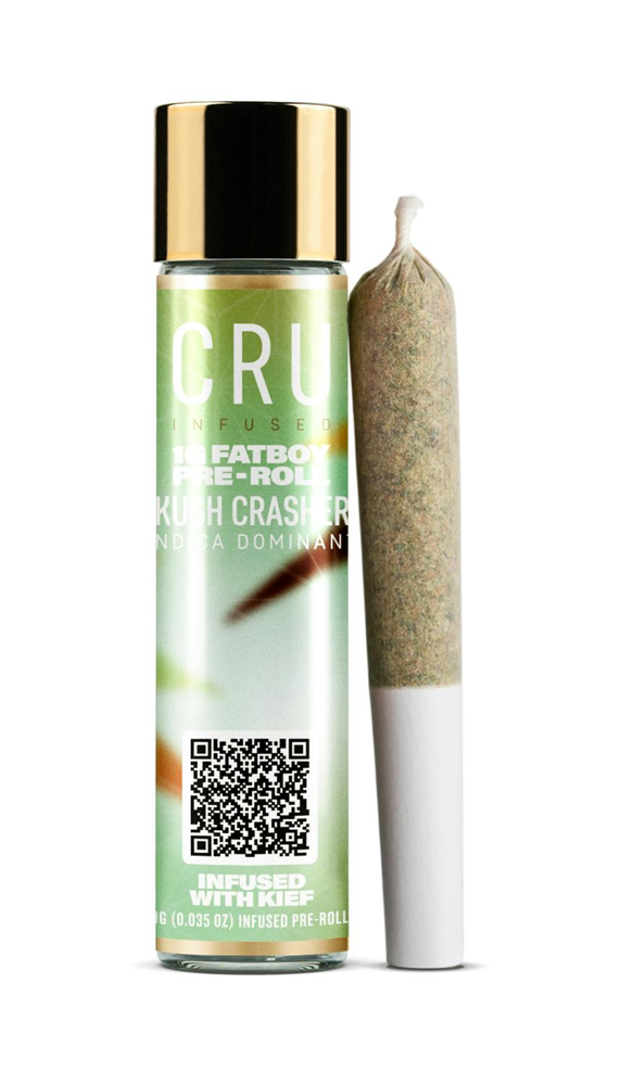 Photograph of product: CRU | Kush Crasher | Kief Infused Fat Boy Pre-Roll 1g