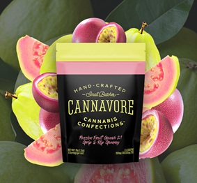 Photograph of product: Cannavore | Passion Fruit Guava 2:1 (H) CBD/TH-oui 10pc/100mg Gummies