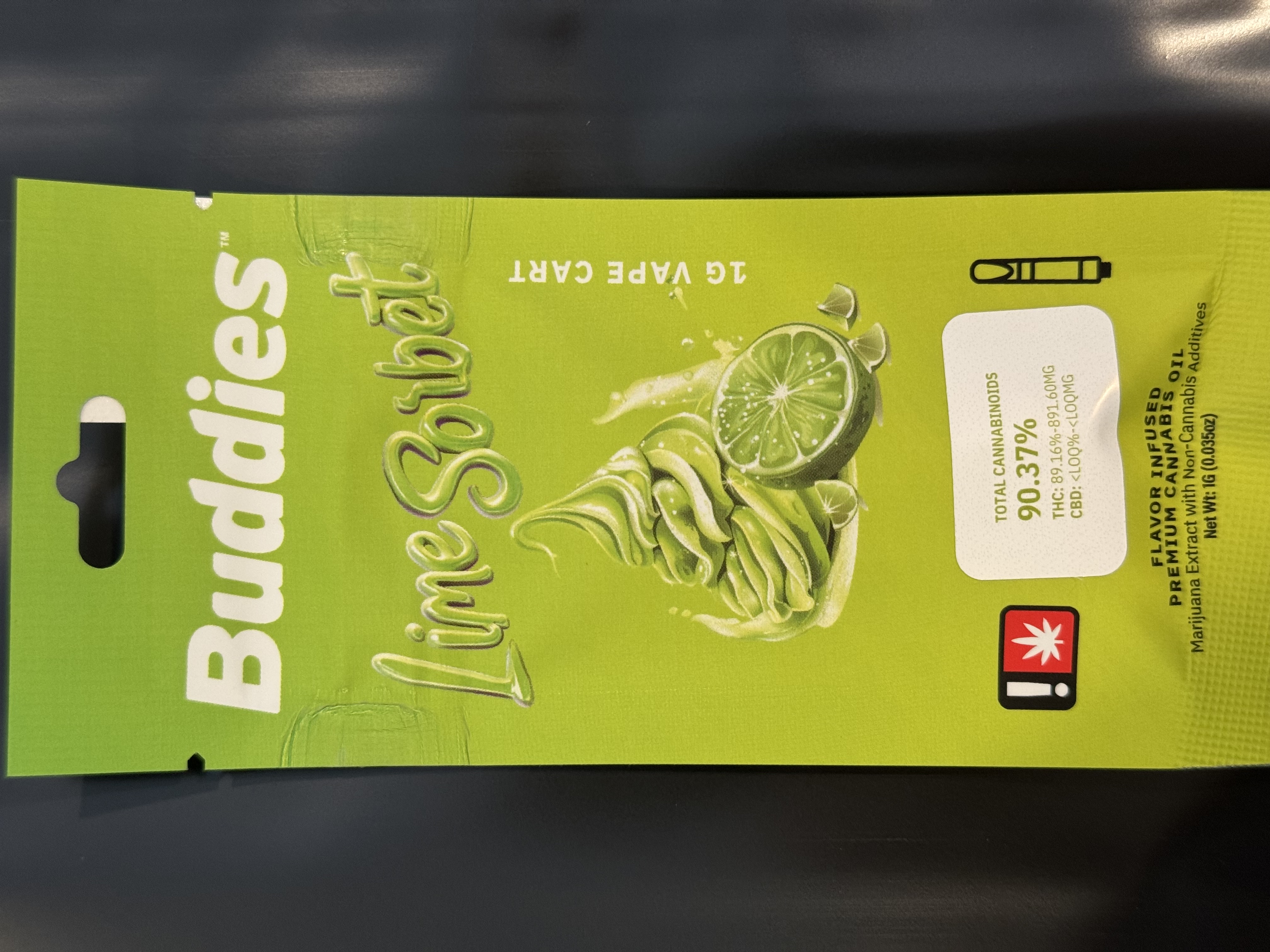 Photograph of product: Buddies | Lime Sorbet Botanical Distillate Cartridge