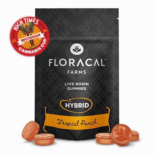Photograph of product: FloraCal - Tropical Punch - 200mg Live Rosin Gummies