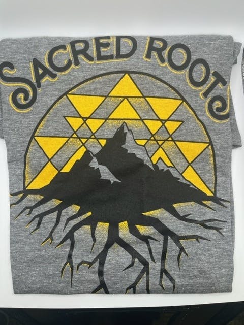 Photograph of product: Sacred Roots T Shirts - Grey with Yellow XL