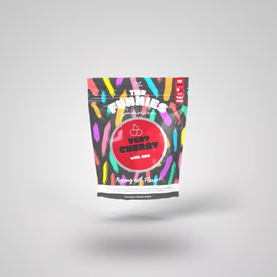 Photograph of product: THE FUNNIES Gummies 100mg: Very Cherry 1:1 TH-oui:CBD 20pc