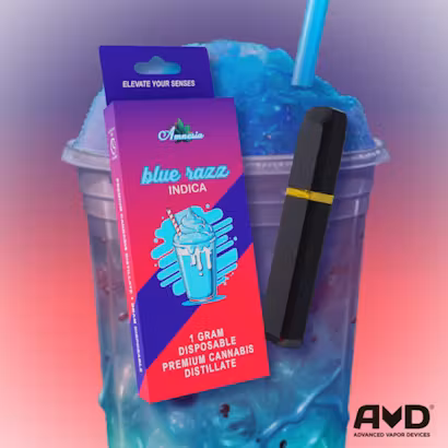 Photograph of product: Amnesia | Blue Razz | 1g Disposable Vape | REC
