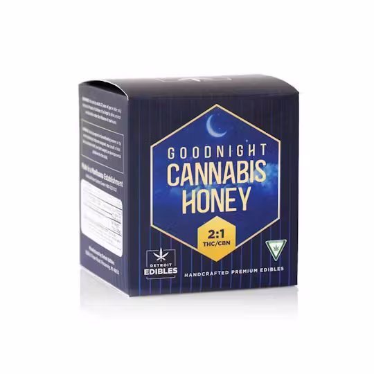 Photograph of product: Detroit Edibles - Goodnight Honey - 2:1 TH-oui:CBN - 200mg Infused Honey