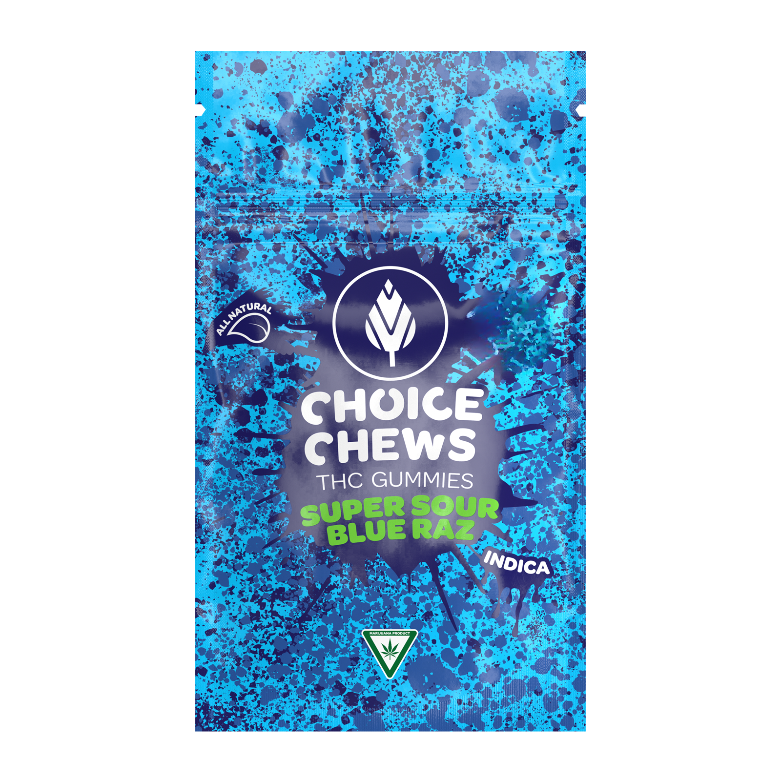 Photograph of product: CHOICE | SUPER SOUR BLUE RAZ | Oui'd | GUMMIES | 100MG | REC