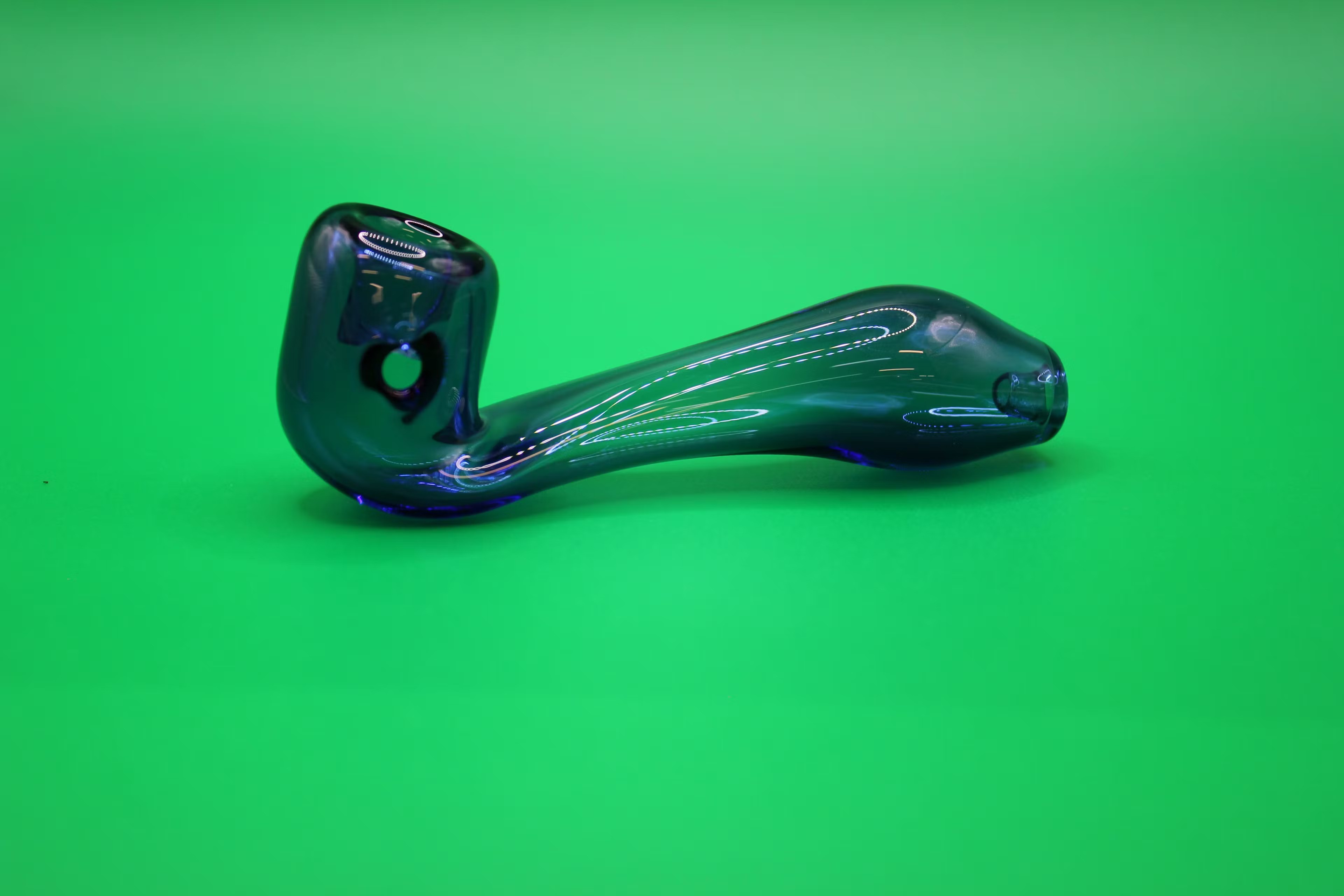 Photograph of product: Cyphe Smoke | Sherlock Large Glass Pipe | Dark Blue