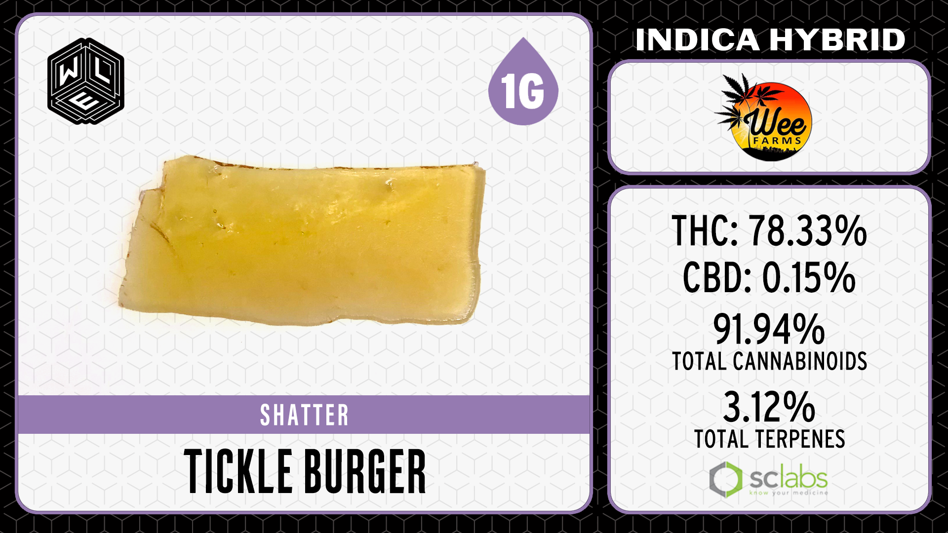 Photograph of product: WLE - Tickle Burger - 1g Shatter