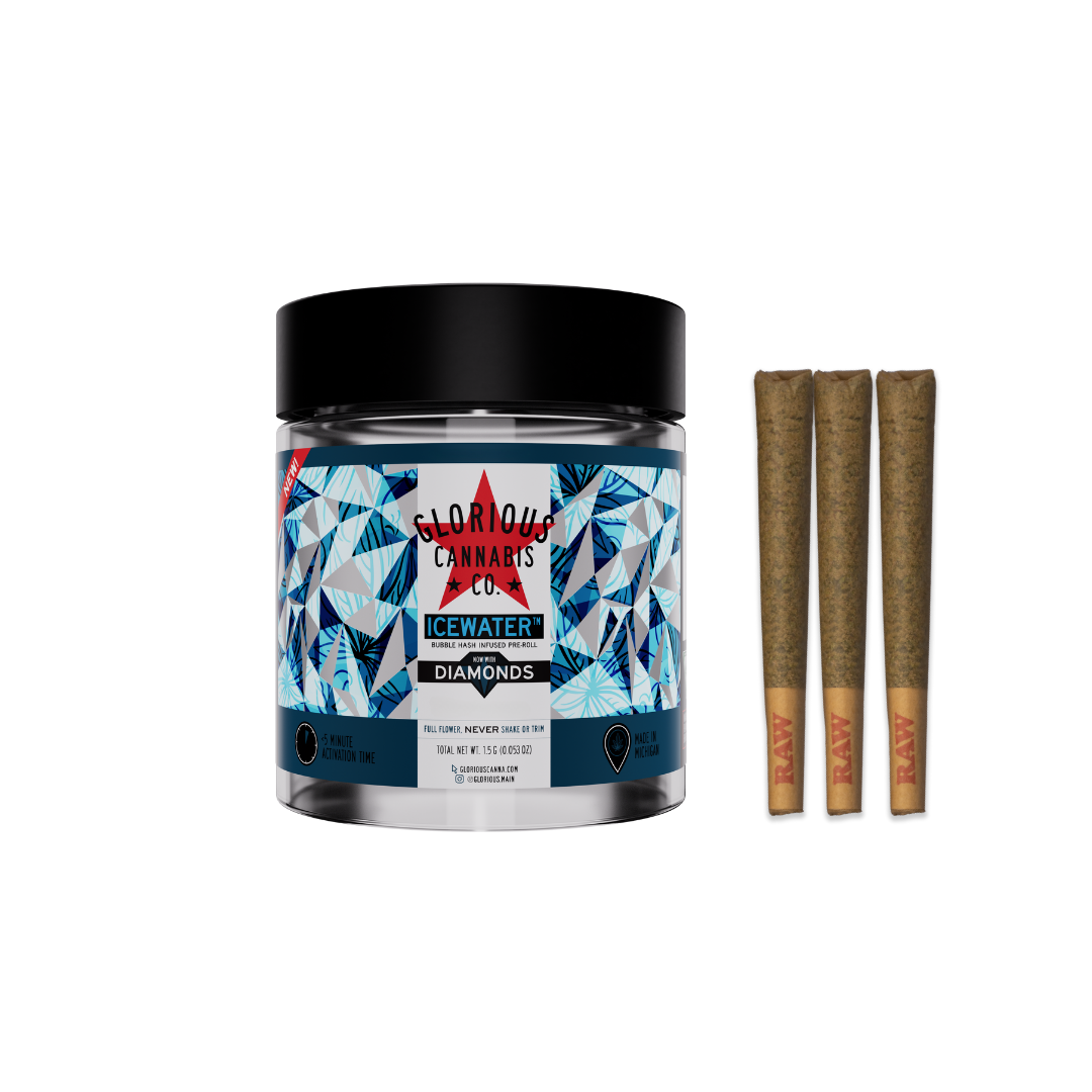 Photograph of product: Glorious | Papaya Paradise Icewater au chocolat Infused Pre-Roll Pack | 3x0.5g | 1.5g