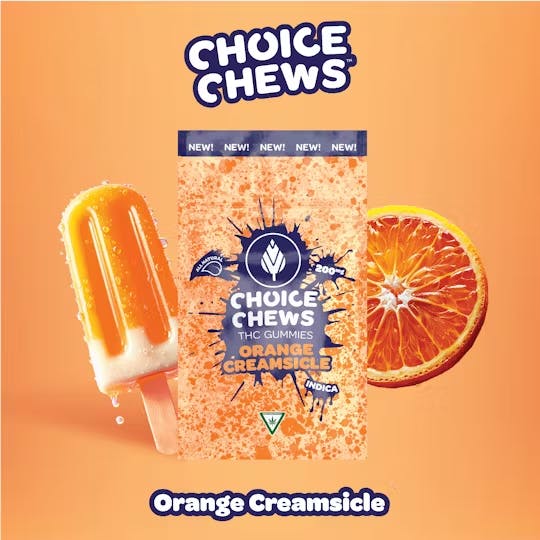 Photograph of product: CHOICE CHEWS | ORANGE CREAMSICLE - GUMMIES | 200MG | Oui'd