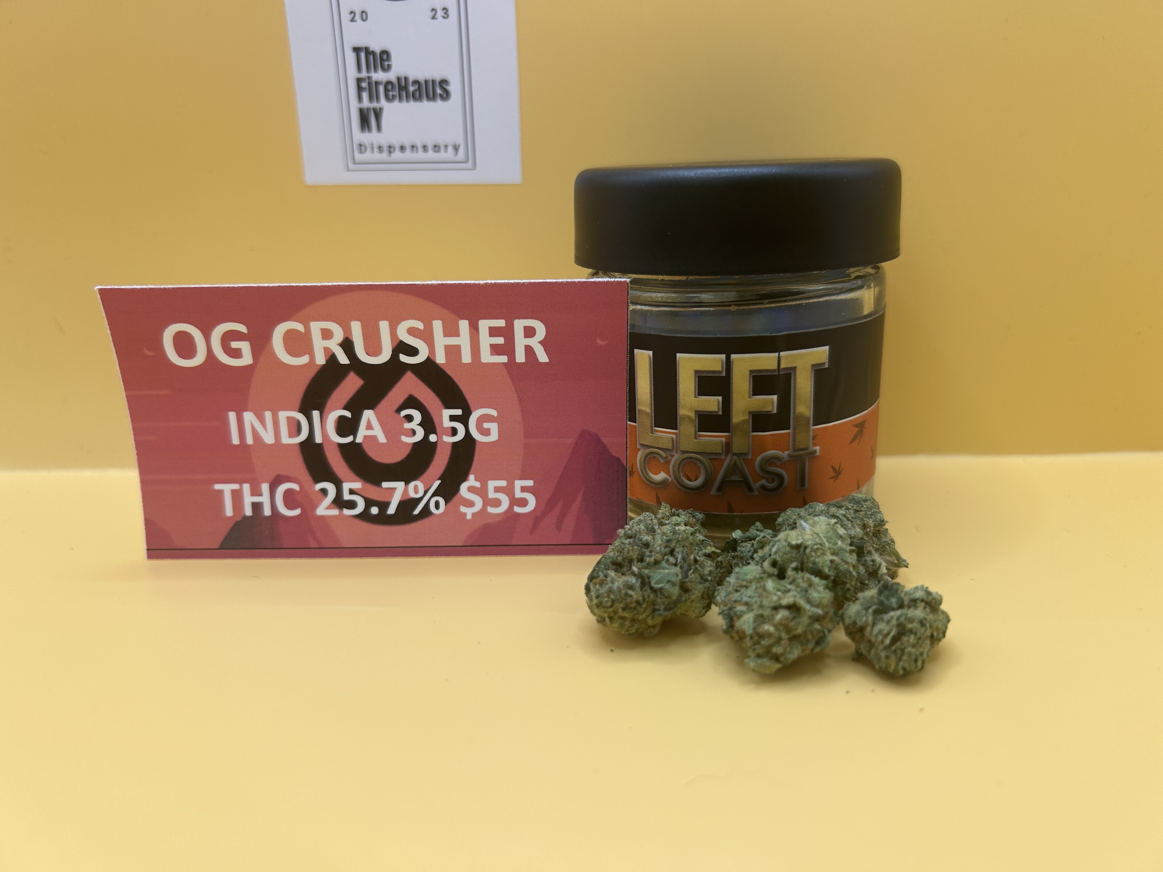 Photograph of product: LEFT COAST | OG CRUSHER | Oui'd | 25.7% TH-oui | INDOOR MICRO | 3.5G FLOWER