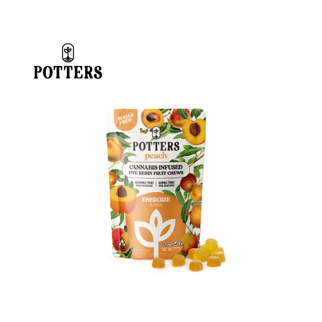 Photograph of product: PEACH SUGAR FREE 100MG LIVE RESIN 10 PACK GUMMIES