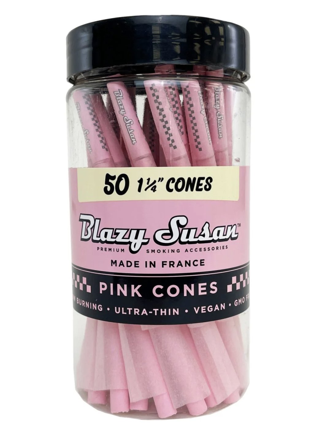 Photograph of product: BLAZY SUSAN PINK PRE ROLLED CONES 1 1/4 50PK