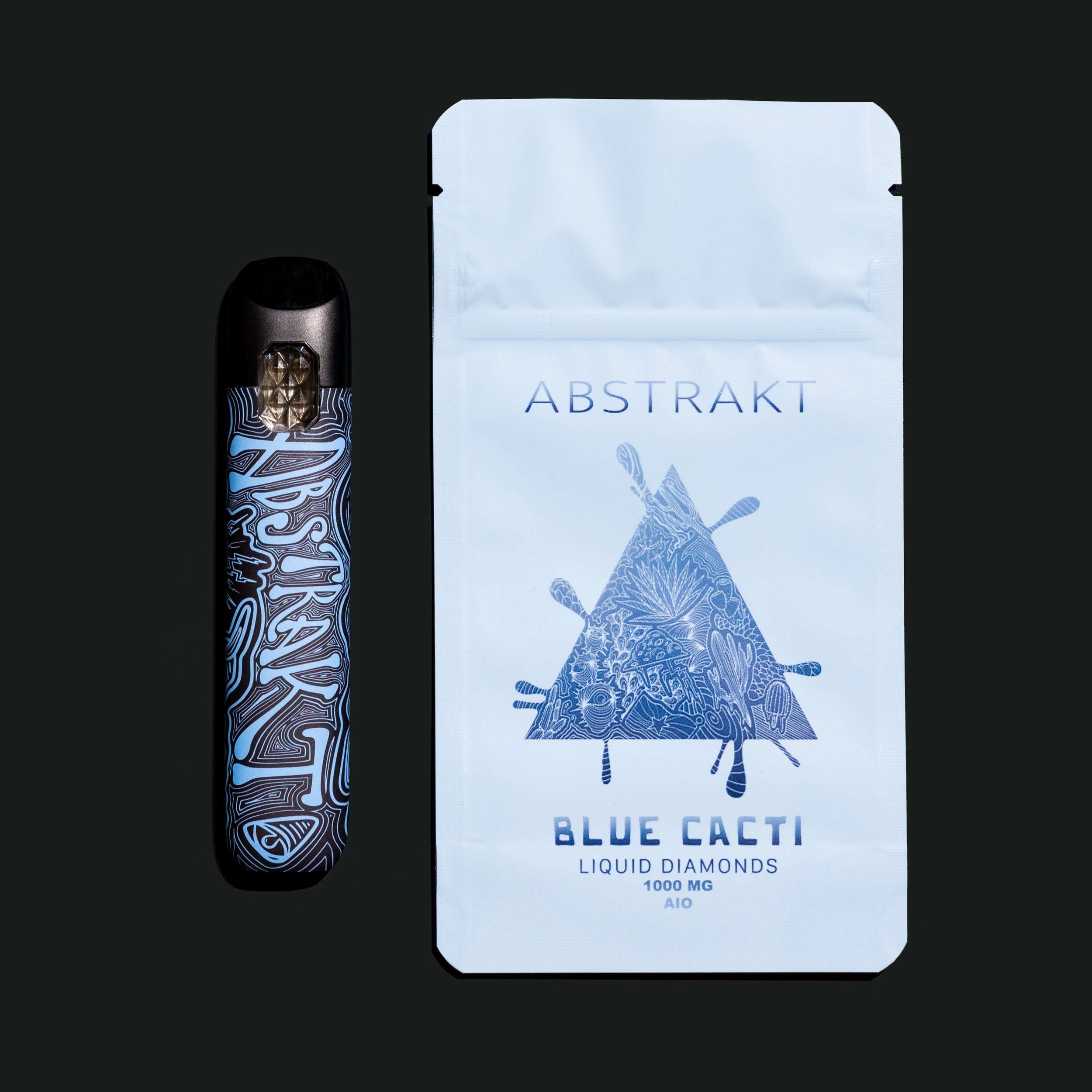 Photograph of Product: 1000mg Blue Cacti Liquid Diamonds AIO