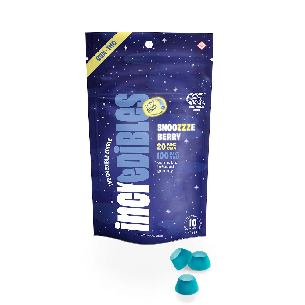 Photograph of product: Incredibles l Snoozzzierberry Bites 2:1:1 TH-oui:CBN:CBG 10pk l 200mg